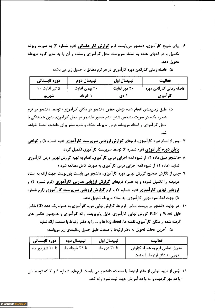 مراحل اخذ و گذراندن درس کارآموزی 4